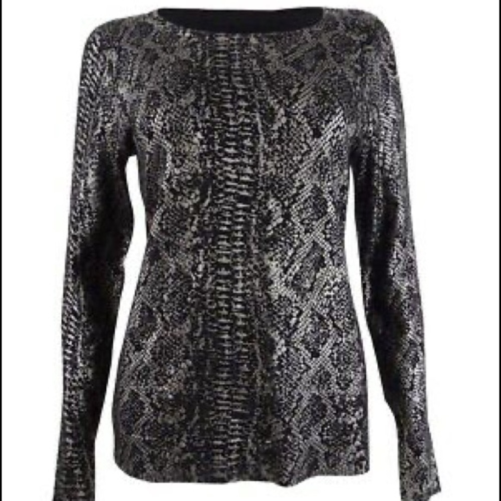NWT Metallic Python-Print Sweater